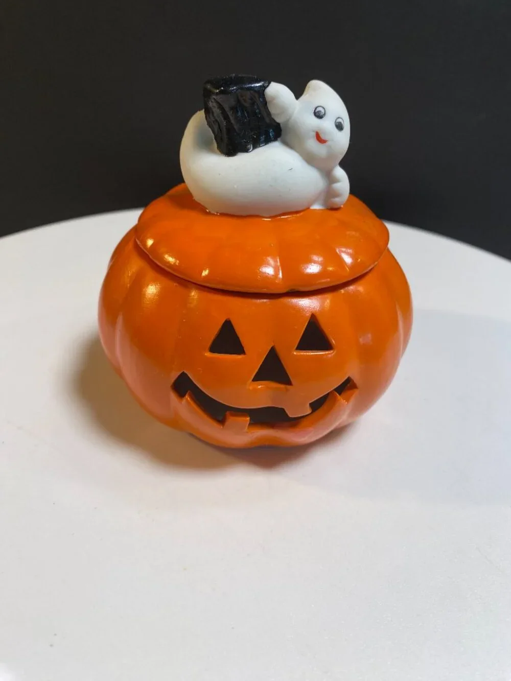 Ceramic Candle Holder Halloween Jack-O-Lantern Ghost
